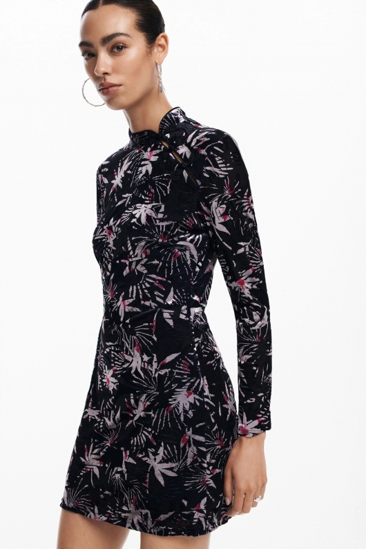 Rochie mini mulată cu imprimeu floral multicolor