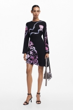 Rochie cămașă midi cu imprimeu floral multicolor