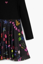 Rochie scurtă neagră cu tull și stele