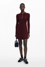 Rochie scurtă tricot cu guler polo