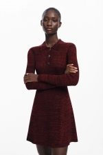 Rochie scurtă tricot cu guler polo
