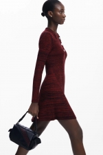Rochie scurtă tricot cu guler polo
