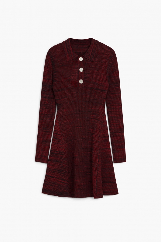Rochie scurtă tricot cu guler polo