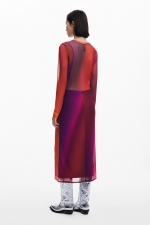 Fustă midi creion din tulle roz-mov gradient