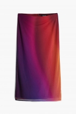 Fustă midi creion din tulle roz-mov gradient