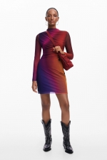 Rochie mini din tull cu imprimeu degrade