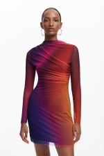 Rochie mini din tull cu imprimeu degrade