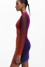 Rochie mini din tull cu imprimeu degrade