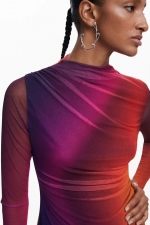 Rochie mini din tull cu imprimeu degrade