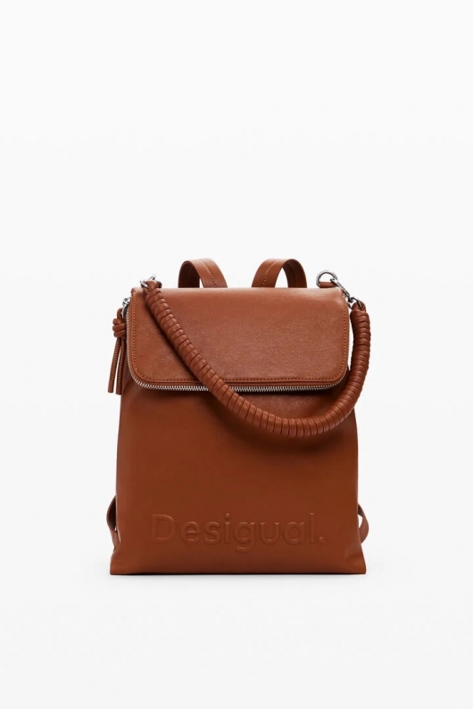 Rucsac mini maro din piele ecologică