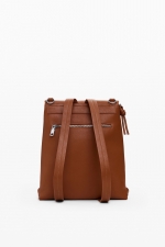 Rucsac mini maro din piele ecologică