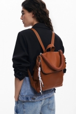 Rucsac mini maro din piele ecologică