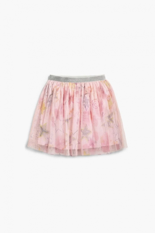 Fustă scurtă din tulle negru cu stele