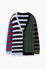 Cardigan casual în dungi multicolore cu nasturi
