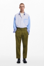 Pantaloni casual kaki cu curea reglabilă