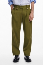 Pantaloni casual kaki cu curea reglabilă