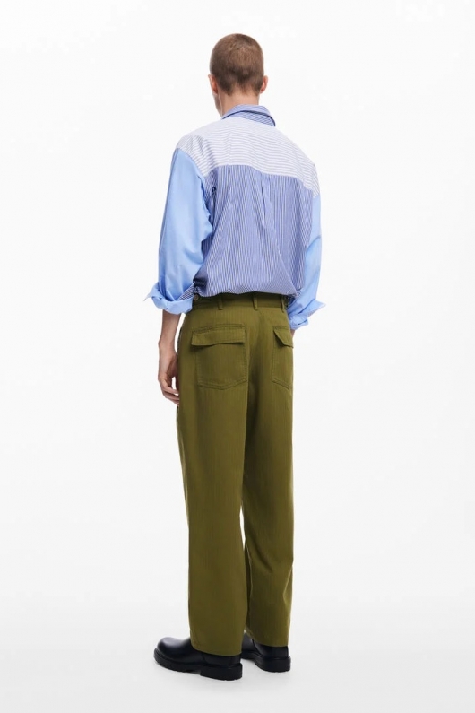 Pantaloni casual kaki cu curea reglabilă