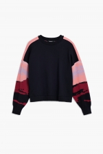 Pulover casual cu imprimeu multicolor și croi larg
