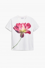Tricou alb mulat cu imprimeu floral mare