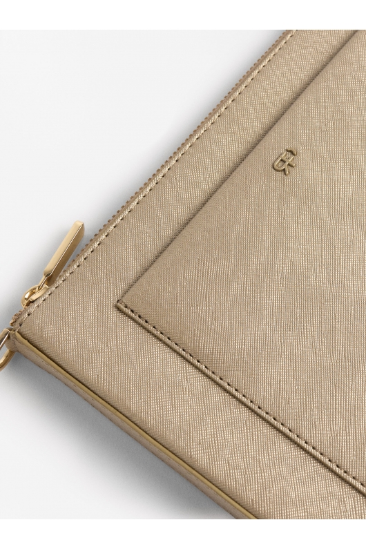 Geantă crossbody mică aurie cu textură metalică
