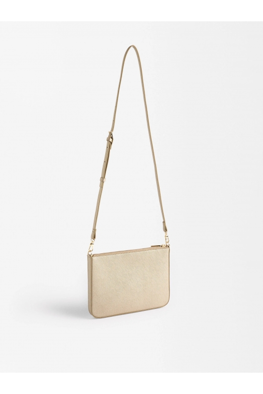 Geantă crossbody mică aurie cu textură metalică