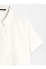 Cămașă albă casual cu mânecă scurtă