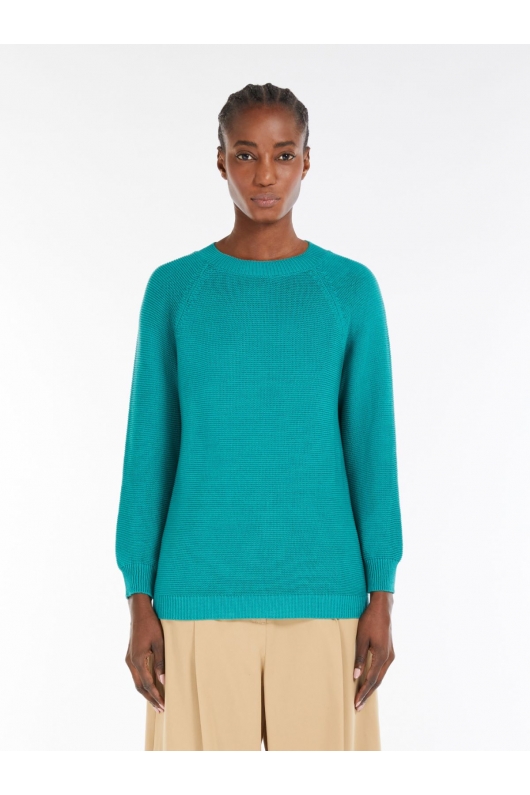 Pulover verde smarald casual cu mâneci raglan