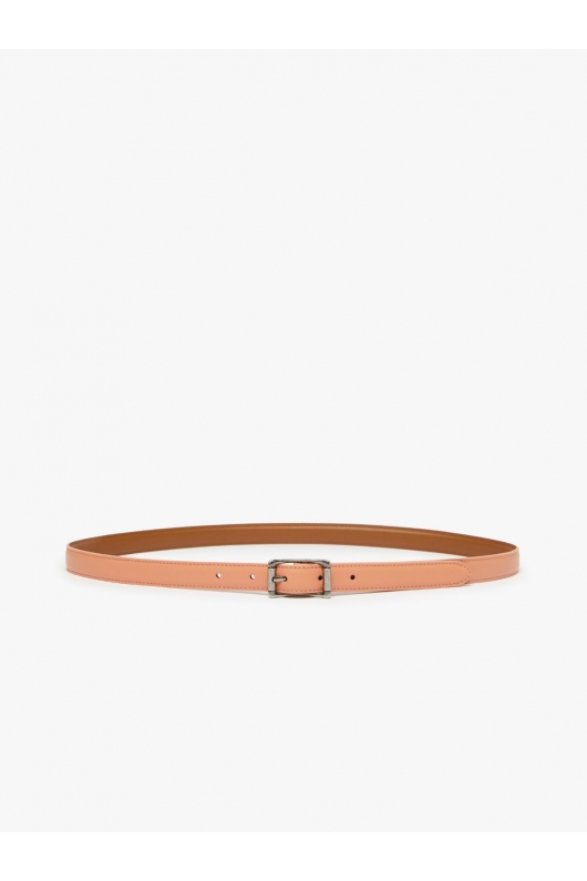 Curea roz pastel din piele cu cataramă metalică