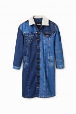 Geacă lungă din denim cu căptușeală matlasată
