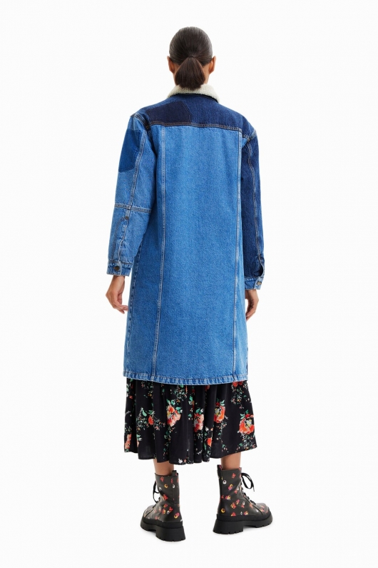 Geacă lungă din denim cu căptușeală matlasată