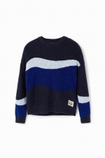 Pulover casual multicolor cu model valuri