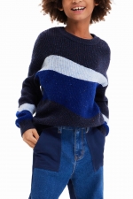 Pulover casual multicolor cu model valuri