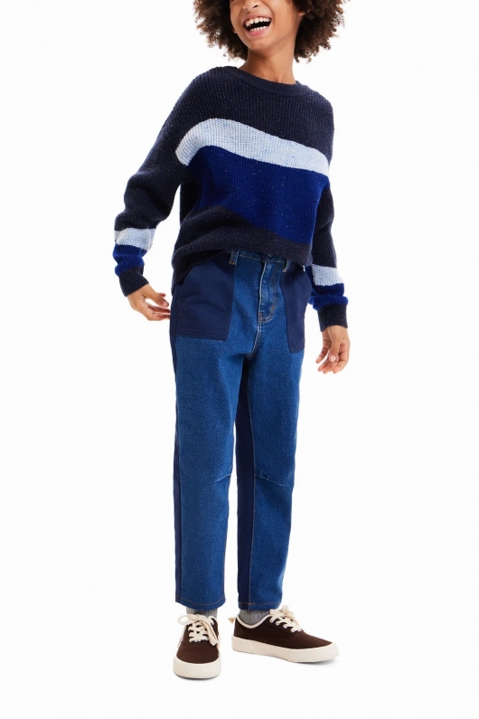 Pulover casual multicolor cu model valuri