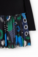 Rochie scurtă tip A cu tulle și imprimeu geometric