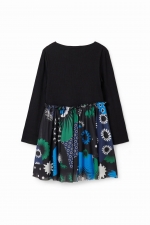 Rochie scurtă tip A cu tulle și imprimeu geometric