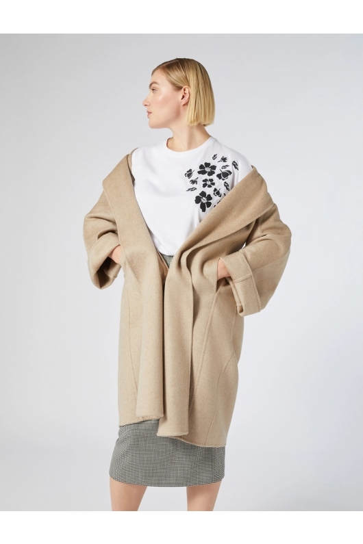 Tricou alb cu broderie florală și mâneci kimono