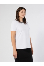 Tricou alb cu broderie cu pietre și mâneci scurte
