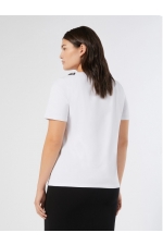 Tricou alb cu broderie cu pietre și mâneci scurte