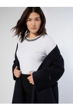 Tricou alb cu broderie cu pietre și mâneci scurte