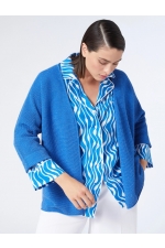 Cămașă bleu casual cu imprimeu și nasturi