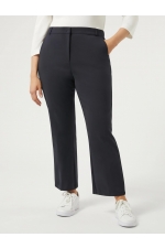 Pantaloni bleumarin evazați cu pliuri presate