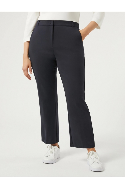 Pantaloni bleumarin evazați cu pliuri presate