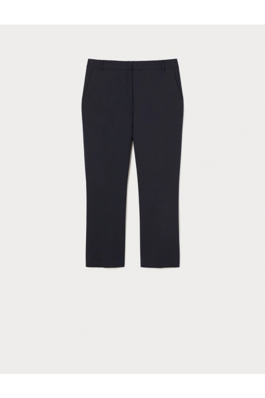 Pantaloni bleumarin evazați cu pliuri presate