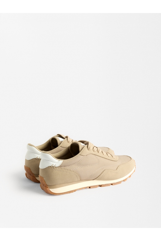 Sneakers casual bej cu talpă groasă