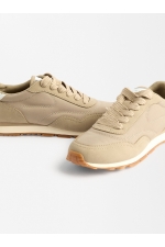Sneakers casual bej cu talpă groasă