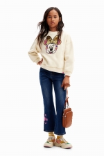 Hanorac negru oversize cu broderie Minnie Mouse