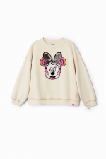 Hanorac negru oversize cu broderie Minnie Mouse