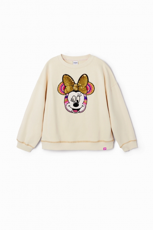 Hanorac negru oversize cu broderie Minnie Mouse