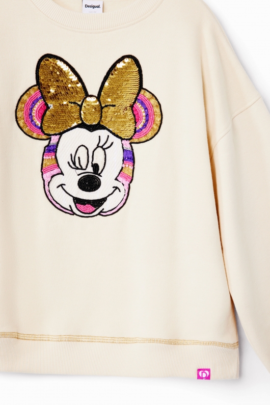 Hanorac negru oversize cu broderie Minnie Mouse