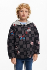 Jachetă puffer reversibilă cu glugă și fermoar